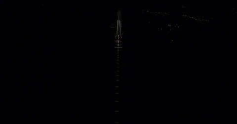 Landing lights in night Stock Footage 92425243