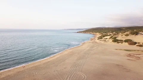Landing over a big beach Stock Footage 80612370