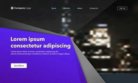Landing Page abstract background website. Big City Lights. Template for websi Stock Illustration
