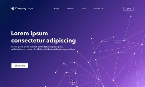 Landing Page abstract background website. Connection structure. Template for  Stock Illustration