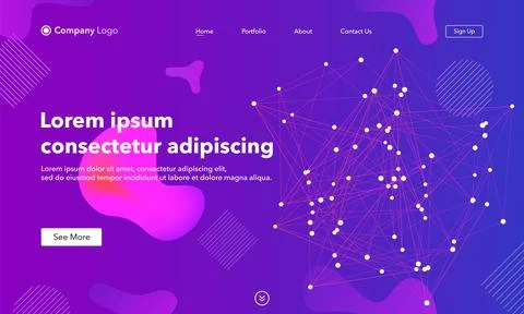 Landing Page abstract background website. Connection structure. Template for  Stock Illustration