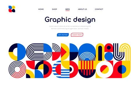 Landing page, abstract geometric pattern border Stockillustratie