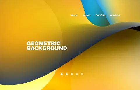 Landing page abstract liquid background. Flowing shapes, round design and circle Stock Illustration