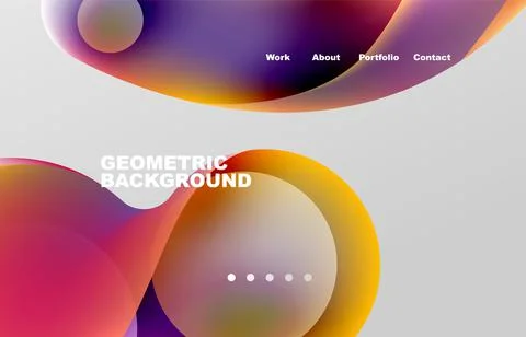 Landing page abstract liquid background. Flowing shapes, round design and circle Stock Illustration