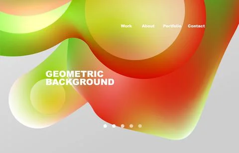 Landing page abstract liquid background. Flowing shapes, round design and circle Stock Illustration