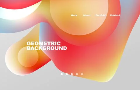 Landing page abstract liquid background. Flowing shapes, round design and circle Stock Illustration