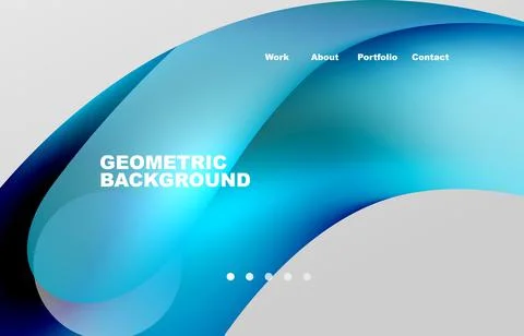 Landing page abstract liquid background. Flowing shapes, round design and circle Stock Illustration