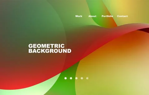 Landing page abstract liquid background. Flowing shapes, round design and circle Stock Illustration