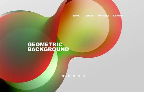Landing page abstract liquid background. Flowing shapes, round design and circle Stock Illustration