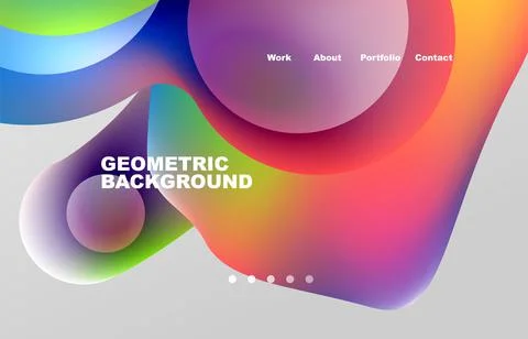 Landing page abstract liquid background. Flowing shapes, round design and circle Stock-Illustration