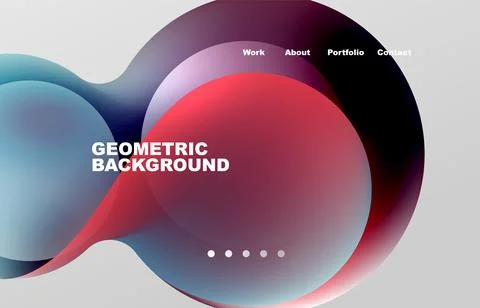 Landing page abstract liquid background. Flowing shapes, round design and circle Stock Illustration