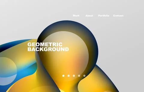 Landing page abstract liquid background. Flowing shapes, round design and circle Stock Illustration