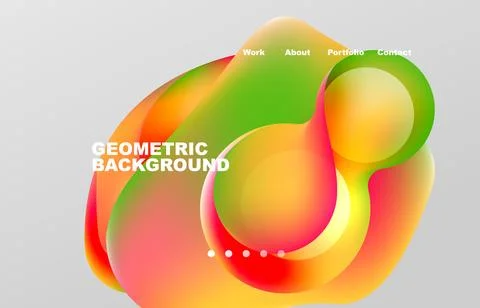 Landing page abstract liquid background. Flowing shapes, round design and circle Stock Illustration