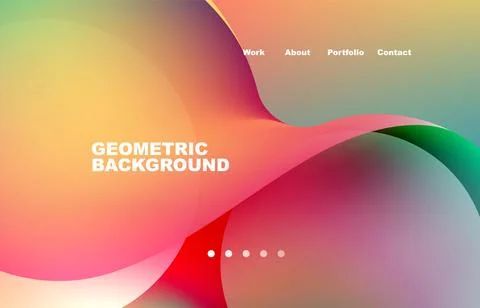 Landing page abstract liquid background. Flowing shapes, round design and circle Stock Illustration