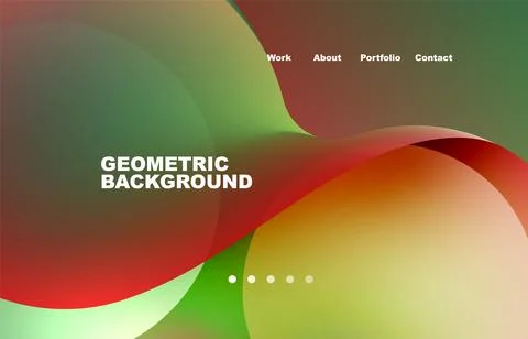 Landing page abstract liquid background. Flowing shapes, round design and circle Stock Illustration