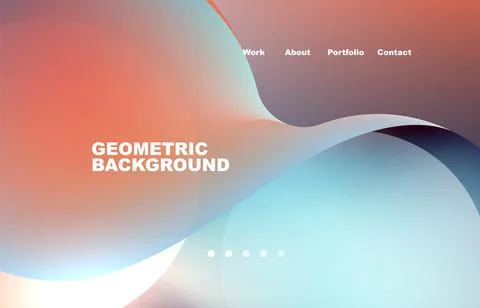 Landing page abstract liquid background. Flowing shapes, round design and circle Stock Illustration