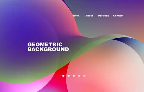 Landing page abstract liquid background. Flowing shapes, round design and circle Stock Illustration