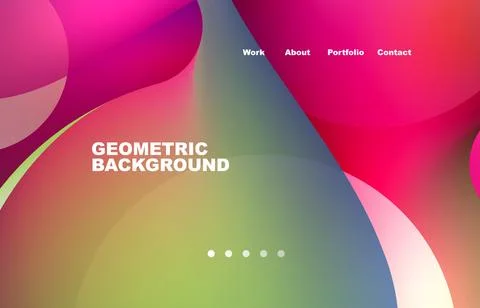 Landing page abstract liquid background. Flowing shapes, round design and circle Stock Illustration
