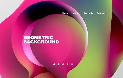 Landing page abstract liquid background. Flowing shapes, round design and circle Stock Illustration