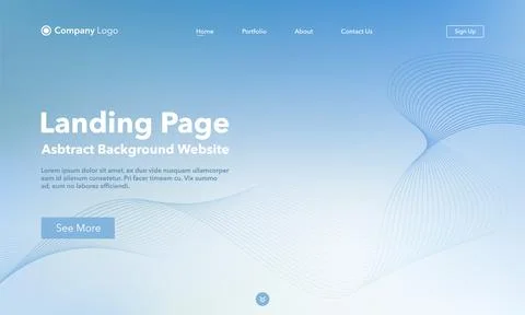 Landing Page. Abstract wave background website. Template for websites, or a.. Stock Illustration