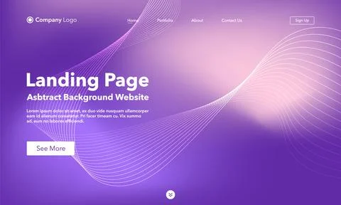 Landing Page. Abstract wave background website. Template for websites, or a.. Stock Illustration