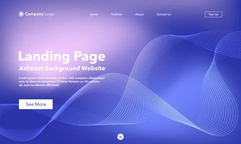 Landing Page. Abstract wave background website. Template for websites, or a.. Illustrazione stock