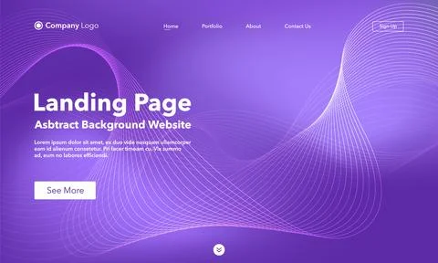 Landing Page. Abstract wave background website. Template for websites, or a.. Illustrazione stock