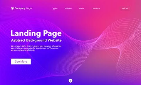 Landing Page. Abstract wave background website. Template for websites, or a.. Stock Illustration