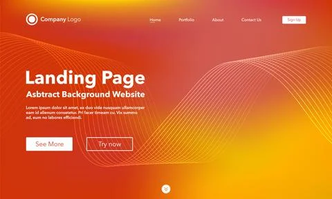 Landing Page. Abstract wave background website. Template for websites, or a.. Stock Illustration