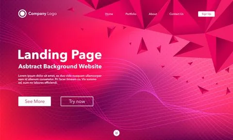 Landing Page. Abstract wave background with triangles. Template for website.. イラスト素材