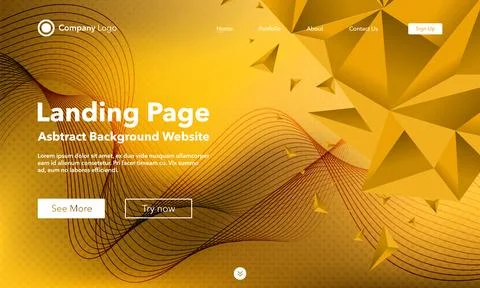 Landing Page. Abstract wave background with triangles. Template for website.. Stock Illustration