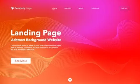 Landing Page. Abstract wave background website. Template for websites, or a.. Stock Illustration