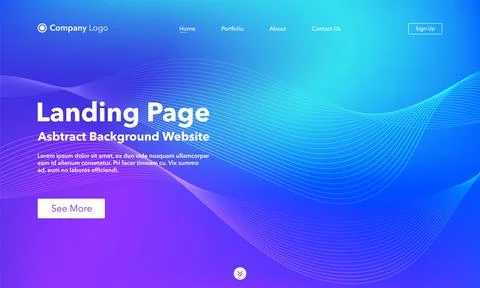 Landing Page. Abstract wave background website. Template for websites, or a.. Stock Illustration