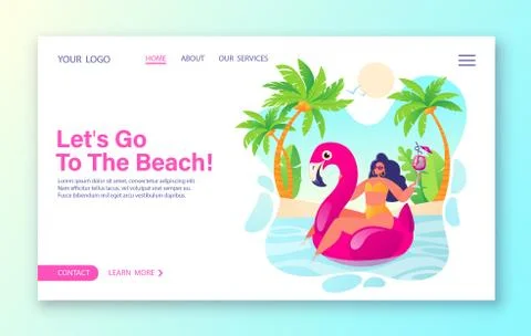 Landing Page To The Beach Illustrazione stock