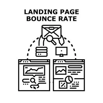 Landing page bounce rate analysis concept Stock Illustration