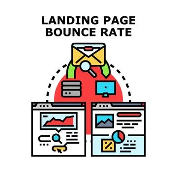 Landing page bounce rate analysis concept Stock Illustration