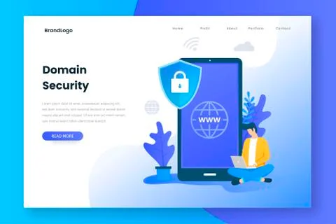 Landing page concept of domain security Stock Illustration