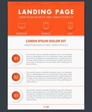 Landing page concept, flat website design template, web site layout, vector i Ilustración de archivo