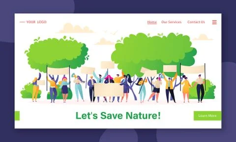 Landing page concept on of protests, Stock Illustration