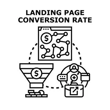 Landing page conversion rate optimization strategy improving business Stock Illustration