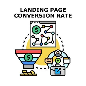 Landing page conversion rate optimization strategy improving business Stock Illustration