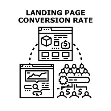 Landing page conversion rate optimizing business strategy Stock Illustration