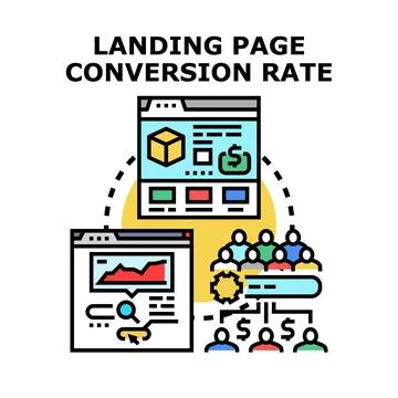 Landing page conversion rate optimizing business strategy Stock Illustration
