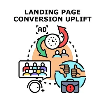 Landing page conversion uplift optimization process Stock Illustration