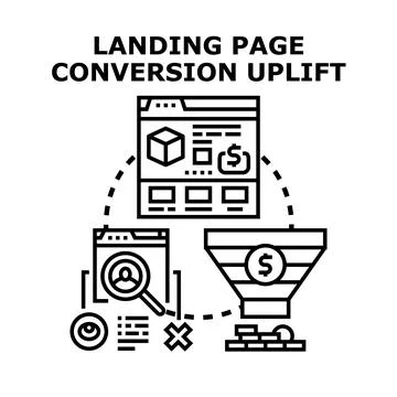 Landing page conversion uplift optimizing digital marketing funnel Stock Illustration