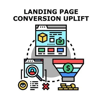 Landing page conversion uplift optimizing digital marketing funnel Stock Illustration