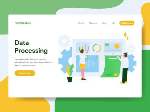 Landing page. Data Processing Illustration Concept イラスト素材