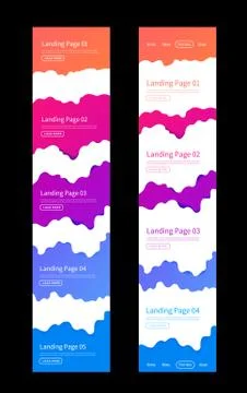 Landing page design template. Wave origami paper cut style. Can be used for ui Stock Illustration