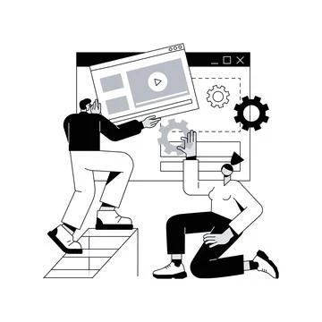 Landing page development abstract concept vector illustration. Illustrazione stock