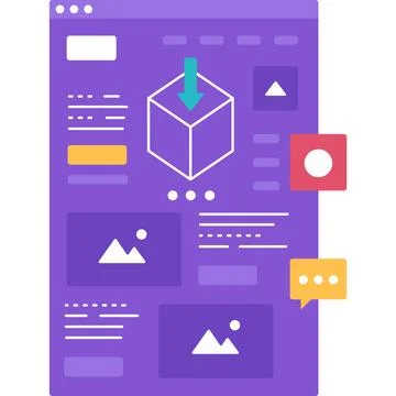 Landing page development flat vector icon isolated Stock Illustration